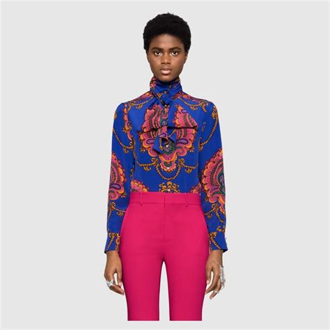 camicie di seta gucci|Camicia in seta jacquard GUCCI da donna .